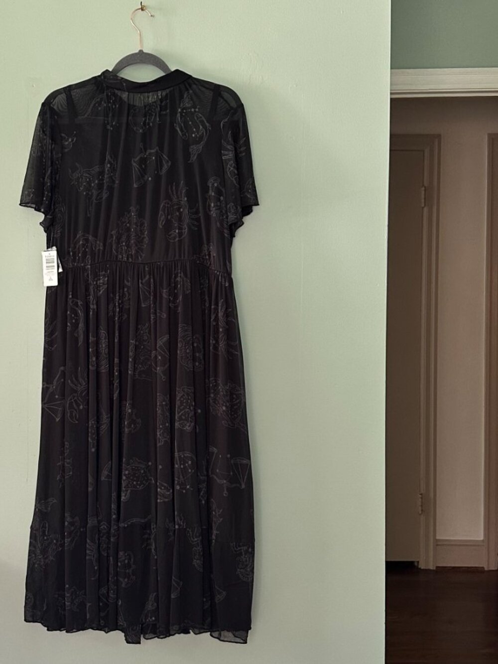 NWT Torrid Nightfall Tiered Mesh Midi Dress Zodiac Celestial Deep Black Size 2 - Picture 3 of 11